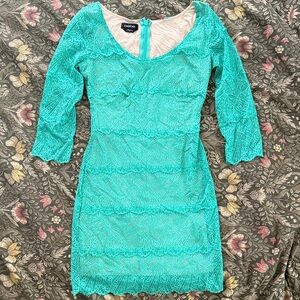 Bebe Turquoise Lace Mini Dress